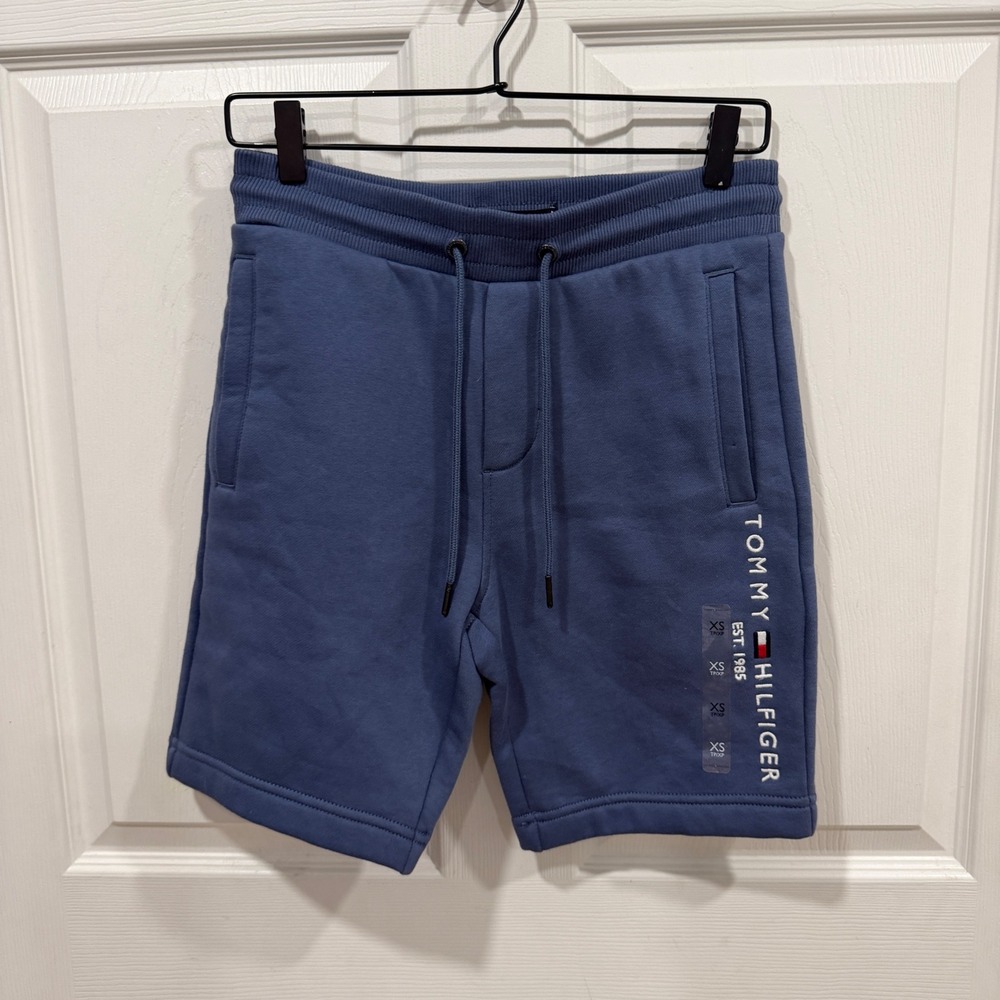 Tommy Hilfiger Mens Blue Fleece Lounge Shorts XS 78J8241 425 Drawstring Logo